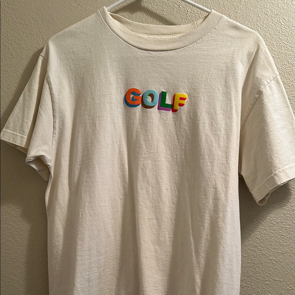 Golf Wang Cream Tee with Multicolor Logo